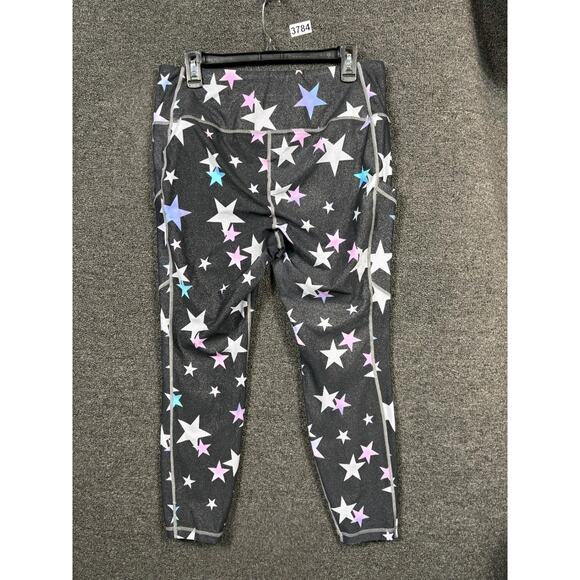Torrid Active Cropped Legging Pant Womens Size 1 (1X) Black Stars Print Mid Rise - Picture 1 of 7